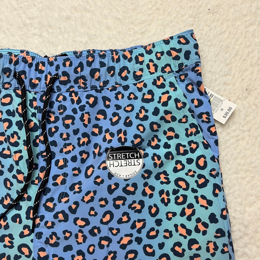 Edgar + Ash Swim Trunks Mens M Blue Leopard Print Stretch Board Shorts‎ XSH1012